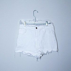 Hayden Frayed Hem White Denim Shorts